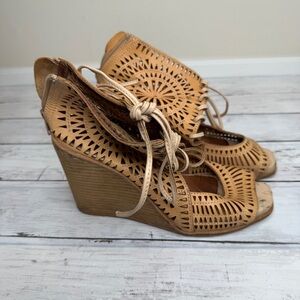 Jeffrey Campbell Tan Cutout Wedge Heels